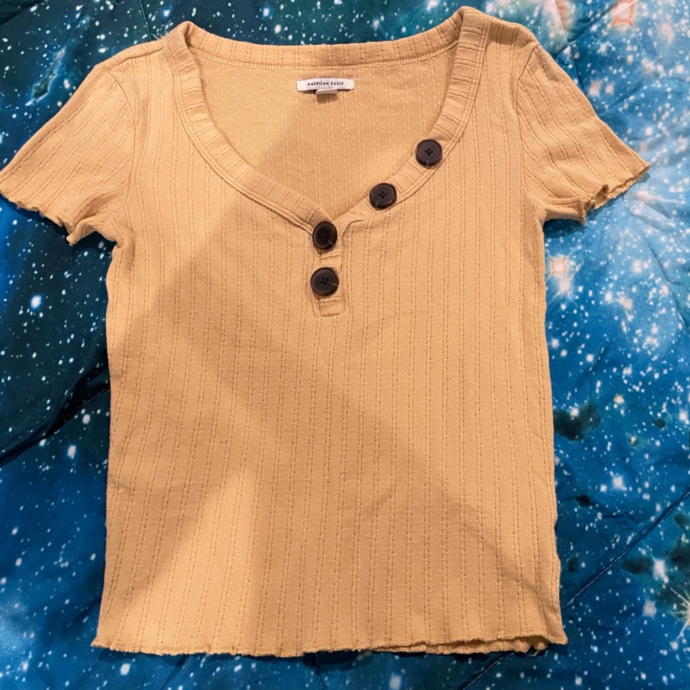 American Eagle Mustard Yellow Blouse